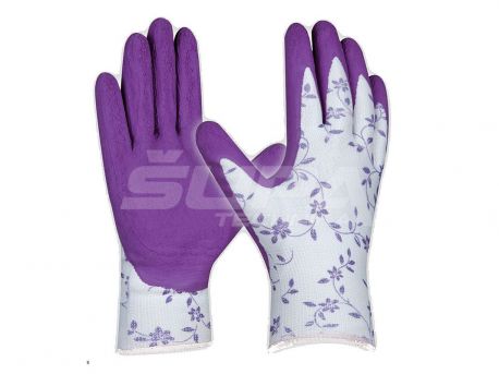 Pracovné rukavice GEBOL Flower Lila č.7